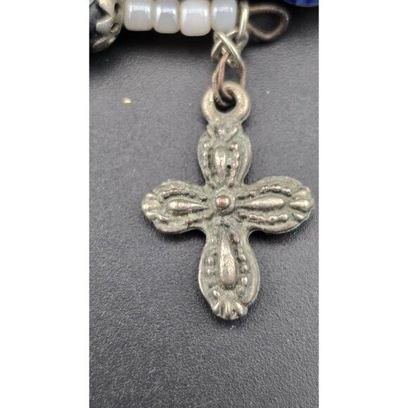 Multi-Layer Murano Millefiori? Glass Beaded Wrap Bracelet W/ Religious Charms - Picture 8 of 9